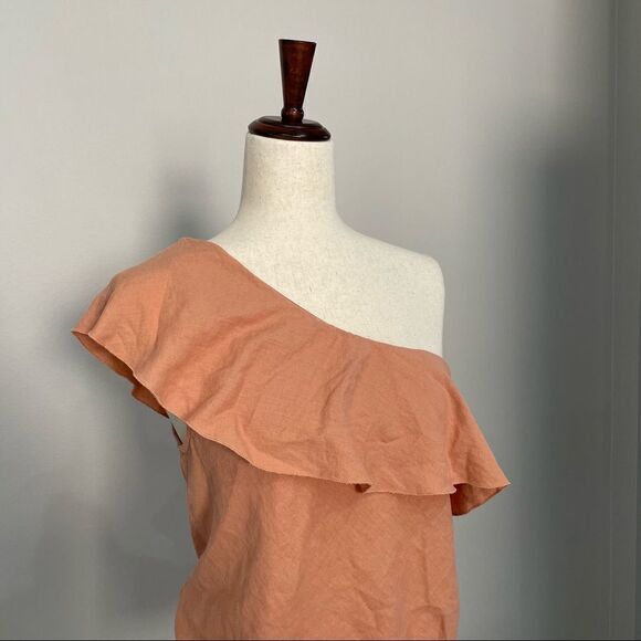 FREE People Womens Bodysuit Orange Mesh Lined Stretch One Shoulder Size Small - Picture 2 of 7